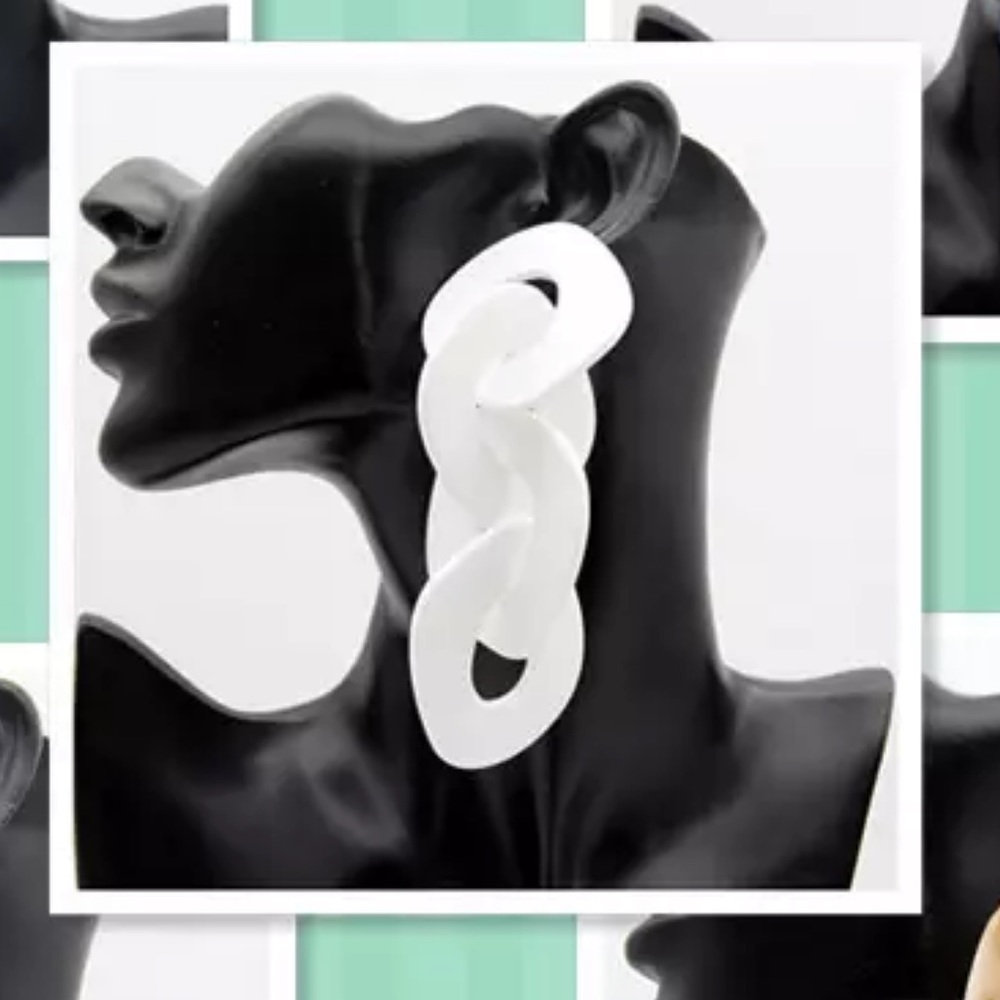 Oversized Vintage White  Acrylic Drop Earrings